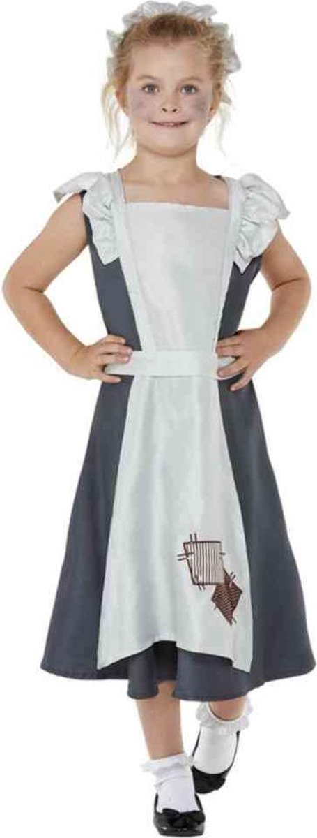   Kinder Kostuum -Kids tm 6 jaar- Victorian Maid Grijs/Wit