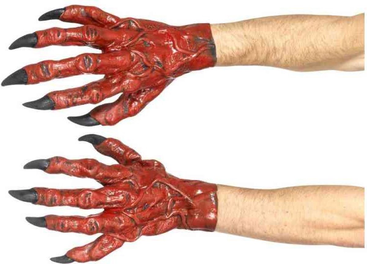 Smiffys Kostuum Accessoire Devil Hands Latex Rood