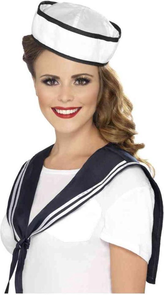   Kostuum Accessoire Set Sailor Scarf & Hat Wit