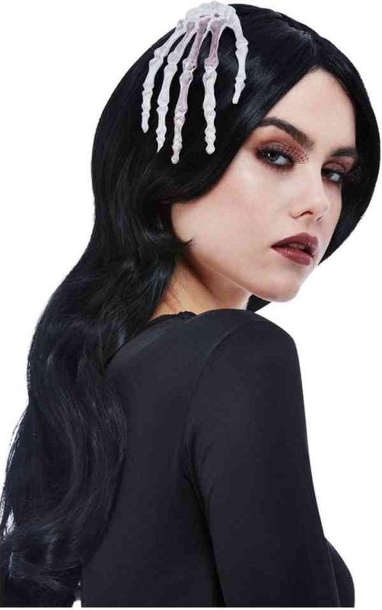 Smiffys Kostuum Haaraccessoire Skeleton Hand Hair Clip Wit