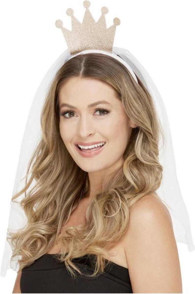 Smiffys Kostuum Haarband Bride To Be Wit/Goudkleurig