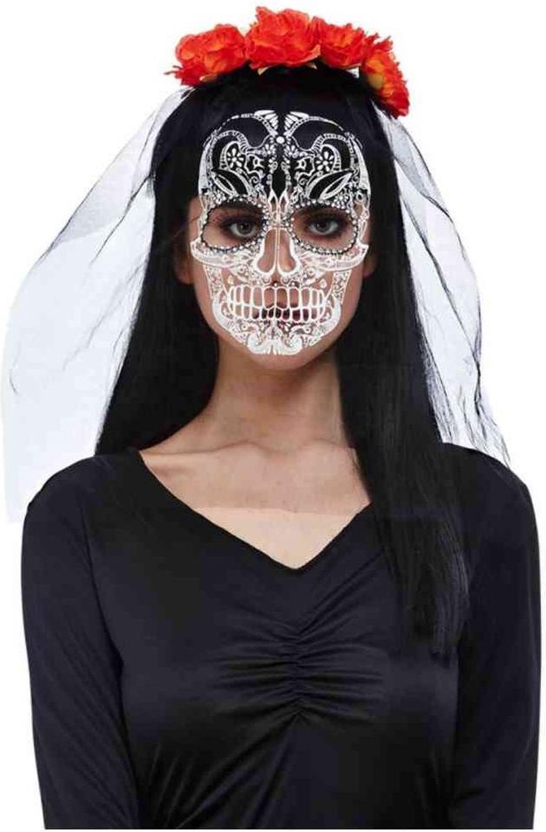 Smiffys Kostuum Haarband Day Of The Dead Rood/Zwart