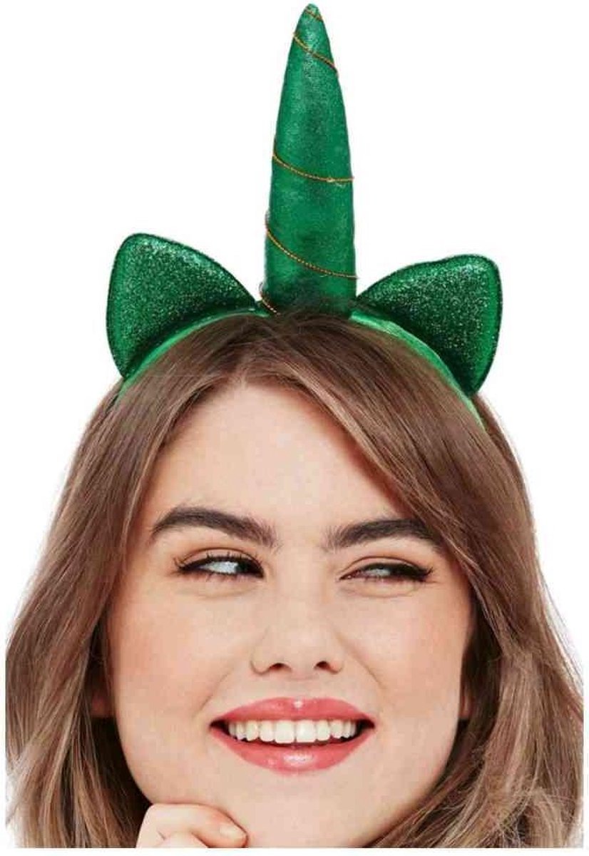 Smiffys Kostuum Haarband Paddys Day Metallic Unicorn Groen