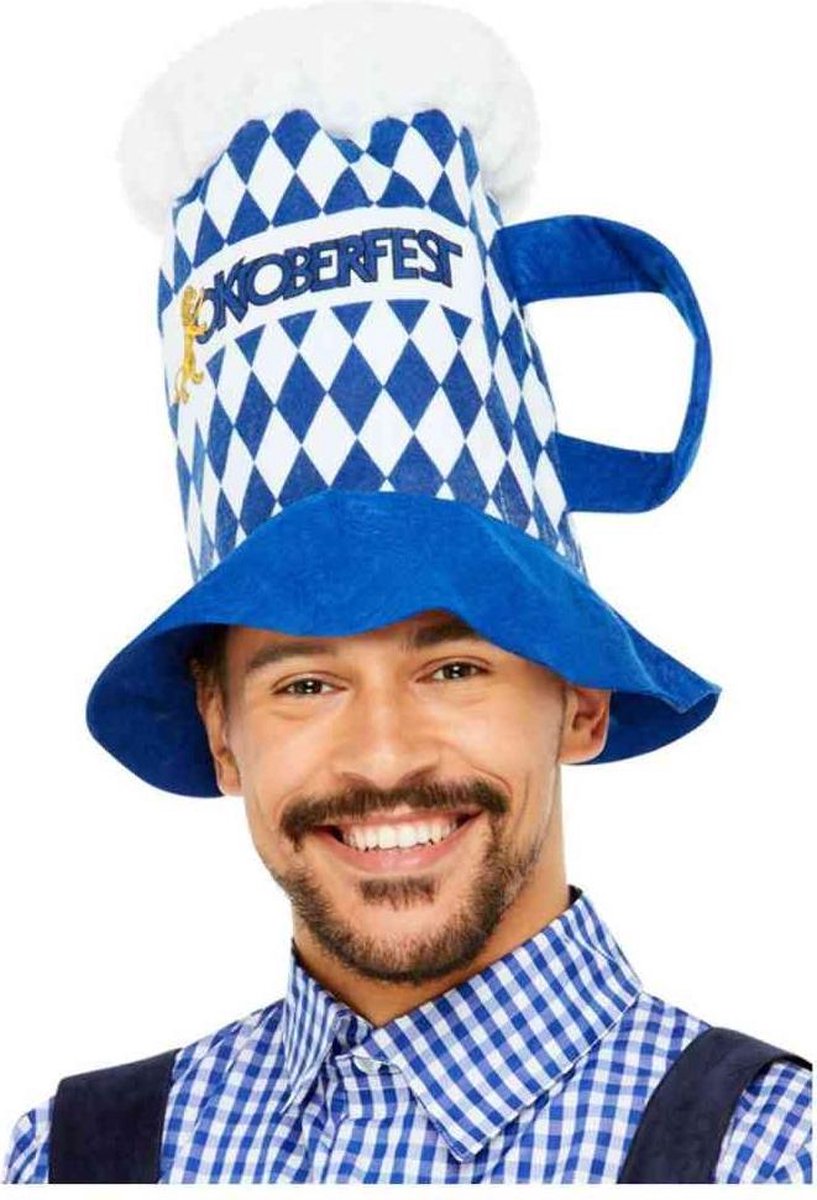   Kostuum Hoed Oktoberfest Beer Chequered Blauw/Wit