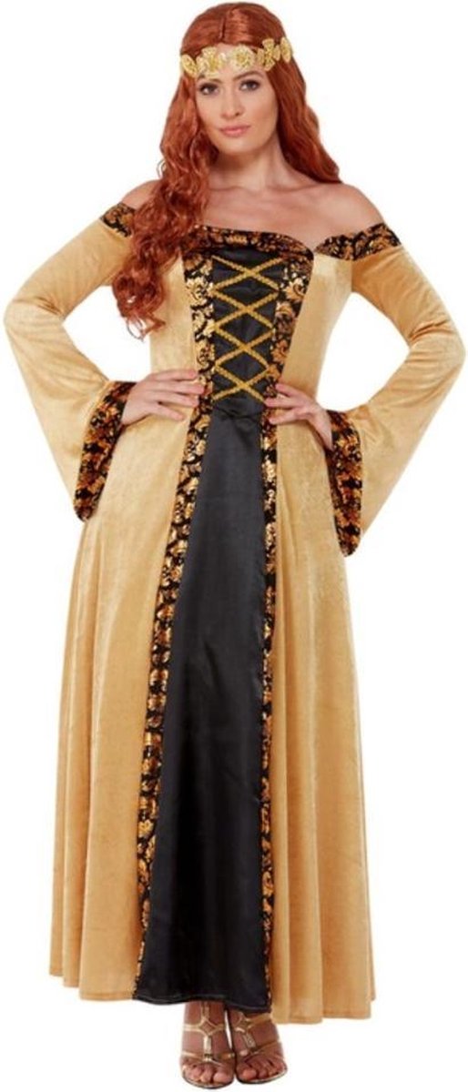 Smiffys Kostuum -L- Deluxe Medieval Countess Goudkleurig