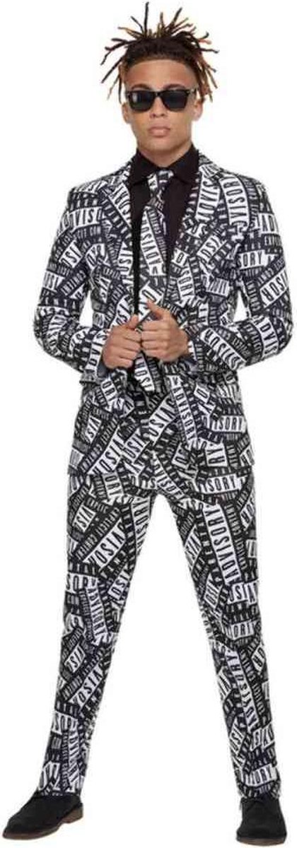 Smiffys Kostuum -L- Parental Advisory Stand Out Suit Zwart/Wit