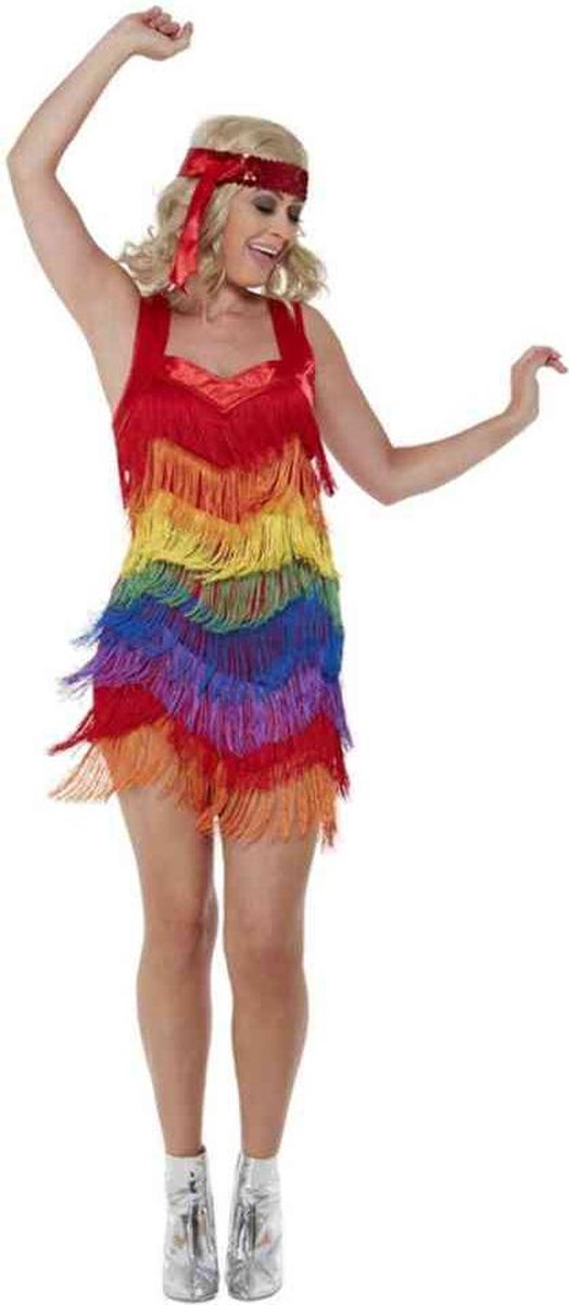 Smiffys Kostuum -L- Rainbow Pride 20s Flapper Dress Regenboog