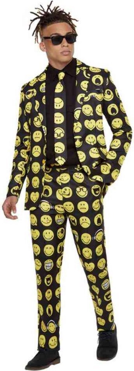   Kostuum -M- Smiley Stand Out Suit Geel/Zwart