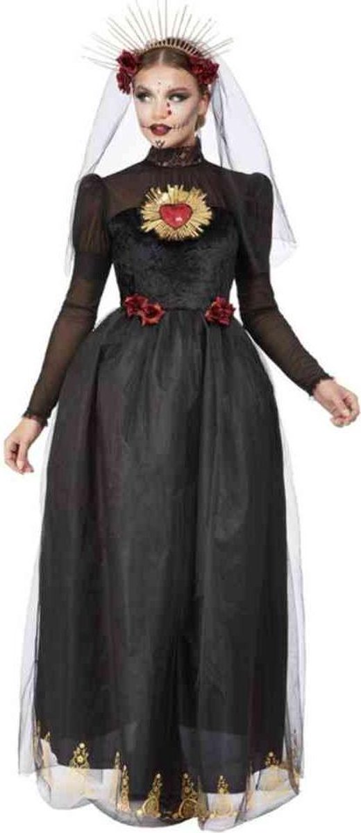   Kostuum -S- Deluxe Day Of The Dead Sacred Heart Bride Zwart