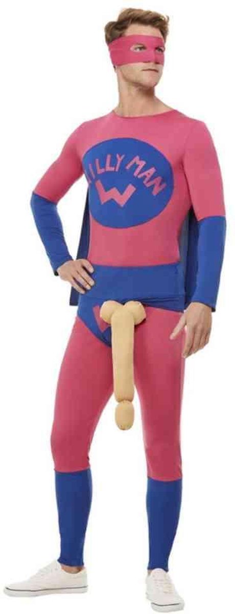   Kostuum -XL- Willyman Superhero Roze/Blauw