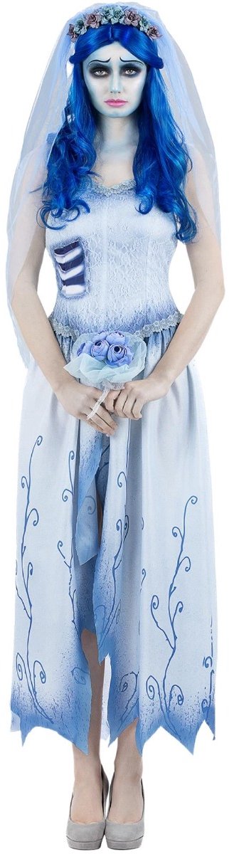   Kostuum jurk -S- Corpse Bride, Emily Wit/Blauw