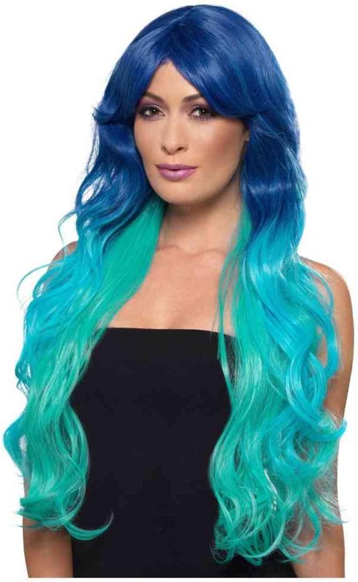 Smiffys Pruik Fashion Mermaid Wavy Extra Long Blauw/Groen