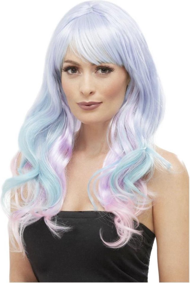   Pruik Fashion Unicorn Pastel Wavy Long Multicolours