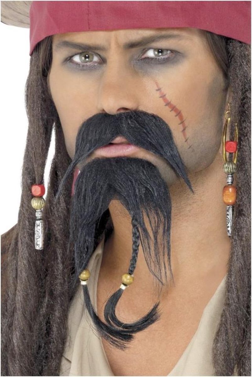  Snor en Baard Set Pirate Zwart