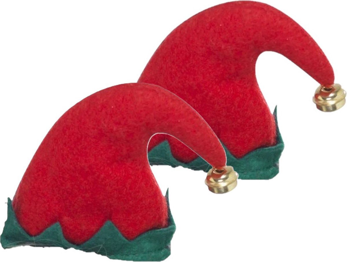 Verkleed haarband Mini elfenmuts - 2x - diadeem - vilt - kerst accessoires