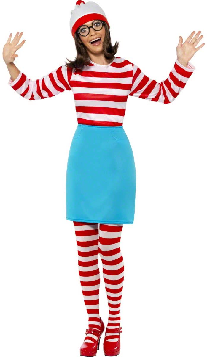 Waar is Wally? Wenda kostuum - Grappige verkleedkleding dames - Maat M - 40-42