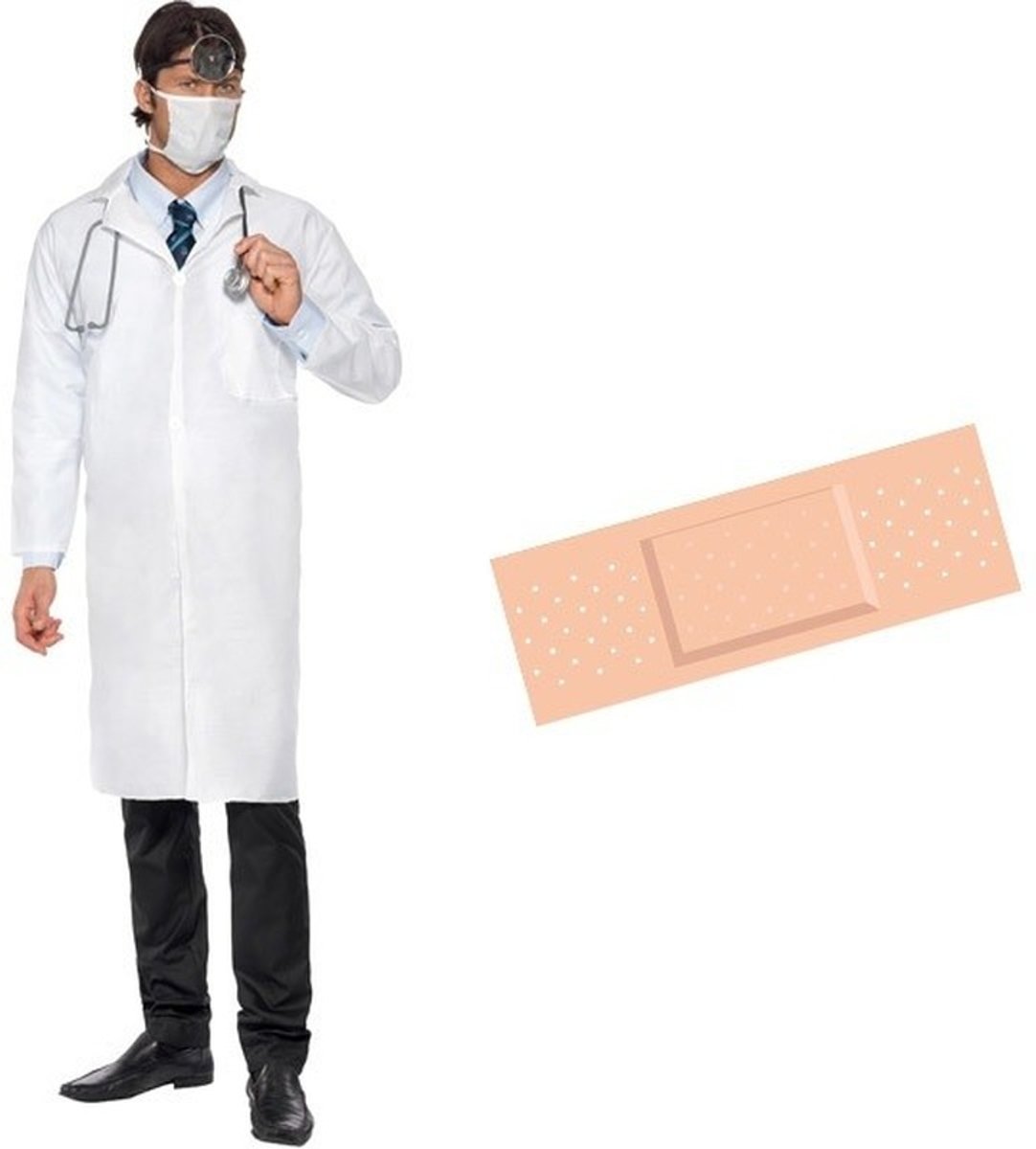 Wit dokter kostuum/pak - heren maat 48/50 (M) met gratis sticker