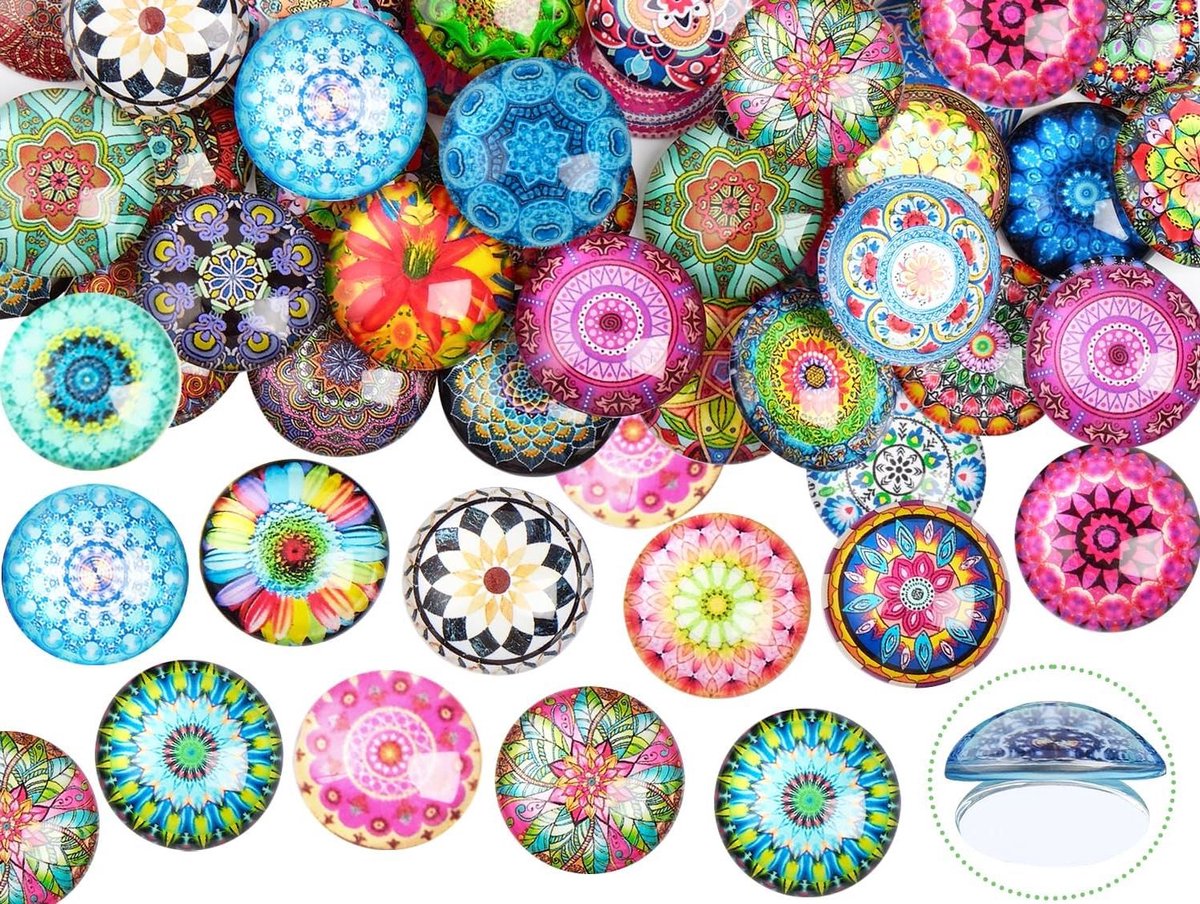Smoakez - 50 stuks kleurrijke glazen stenen 25 mm - Muggelstenen decoratie - Sieraden maken - Etnische stijl