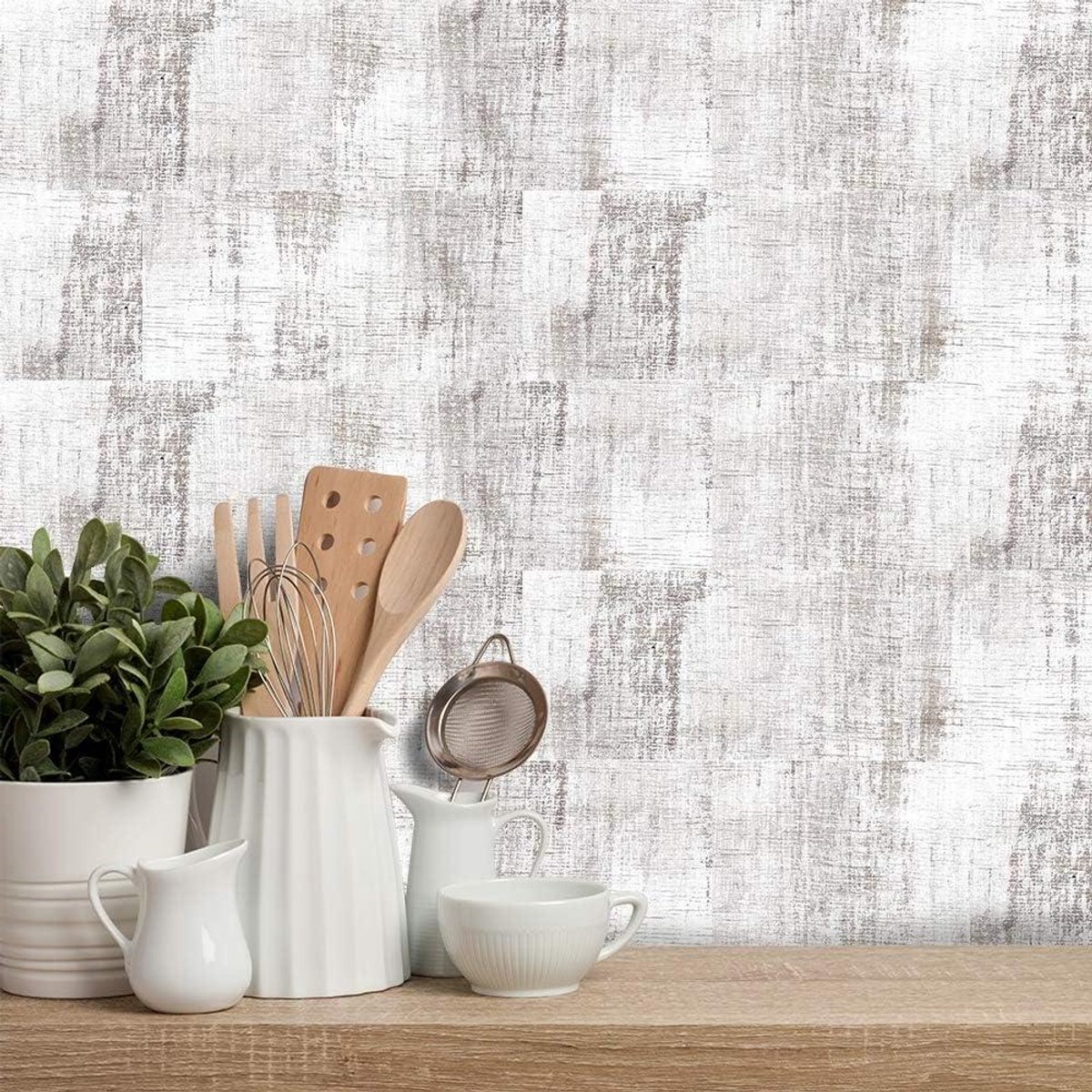 Smoakez - Houtlook muurstickers voor tv-muren en wanddecoratie - Slaapkamer Keuken Badkamer - Zelfklevende Stickers - 54 stuks