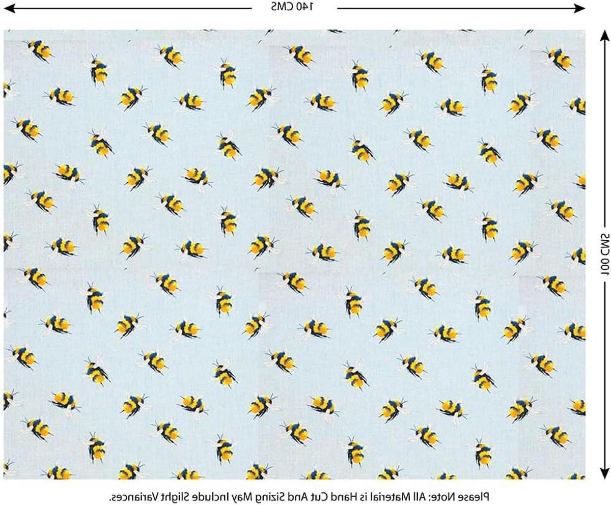Smoakez - Katoenen Stof met Blauw Hommelmotief voor Textielambachten - Dressmaking - Patchwork - 1 x 14 m - Zachte en Duurzame Stof