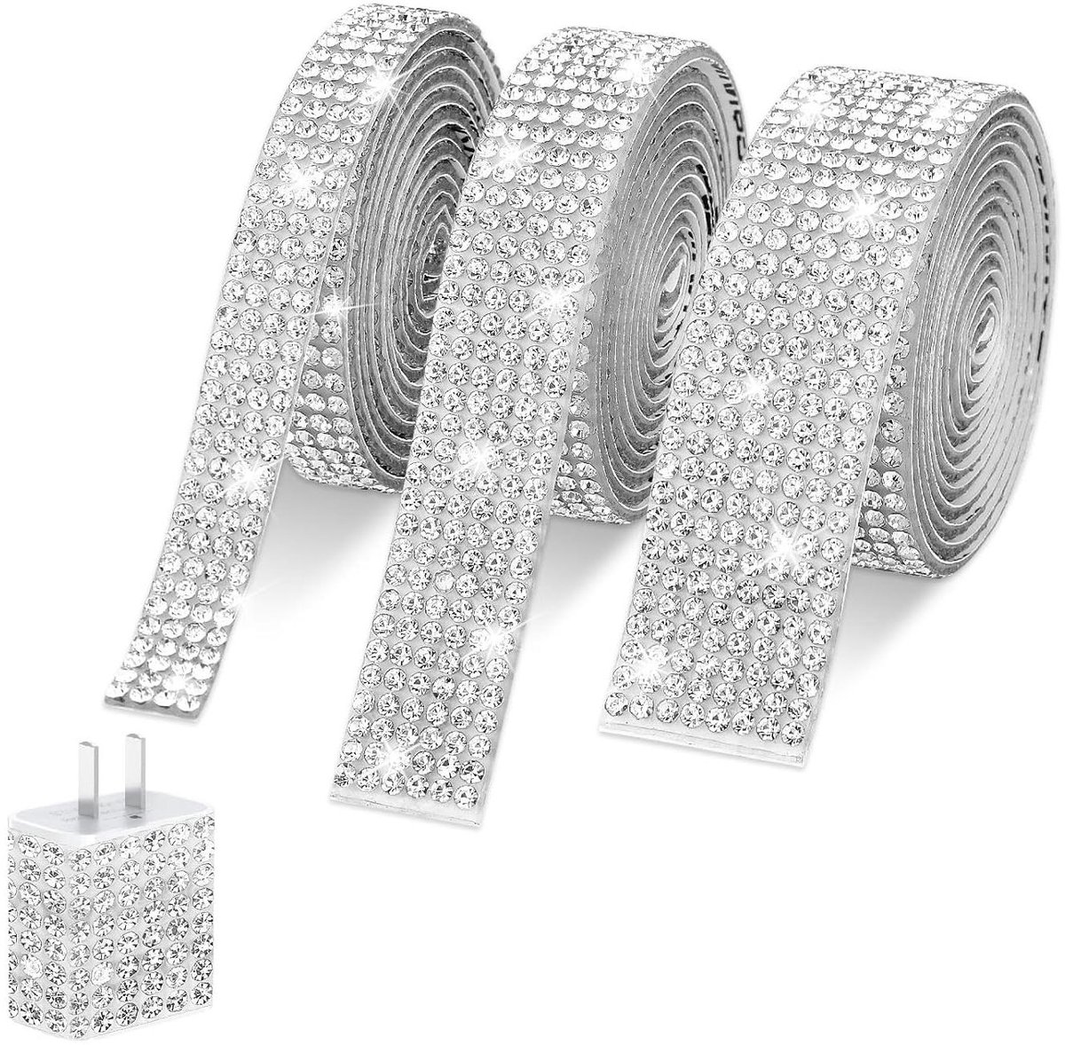 Smoakez - Zelfklevende Glitter Band met Strass Steentjes - Zilver - DIY Knutselen