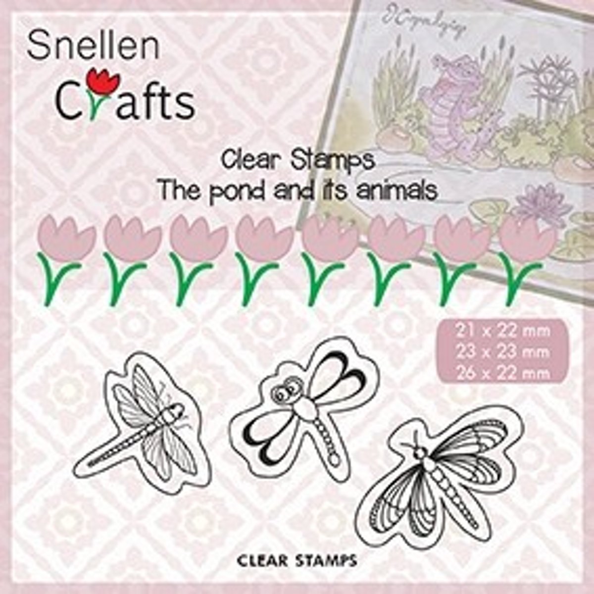 CLP005 Clearstamp SnellenCrafts butterflies dragonflies & dragonfly stempel vlinders en libelle