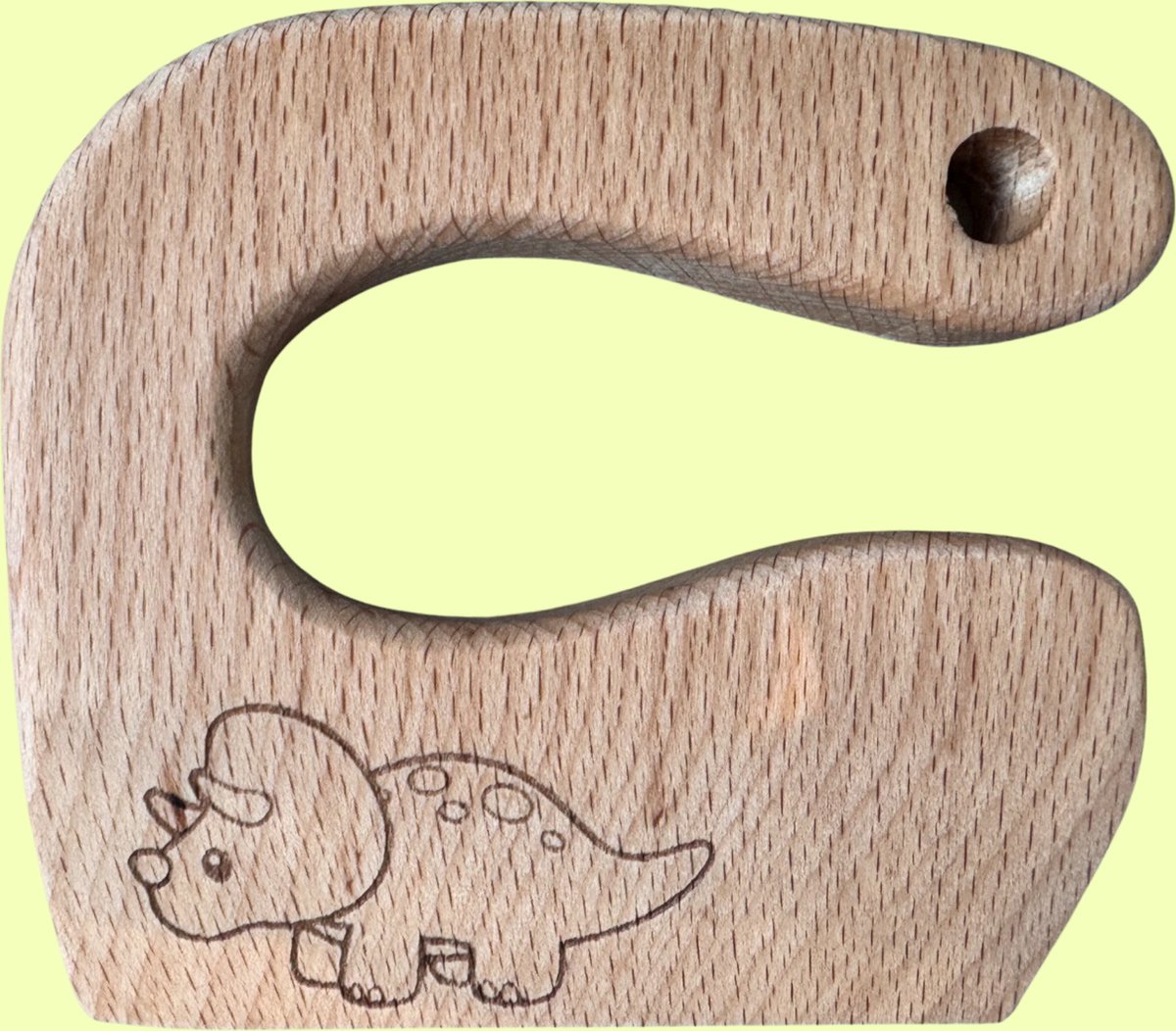 Houten Montessori kindermes - Montessori keukengereedschap - Veilig voor peuters en kleuters - Houten kindermes - Dino variant