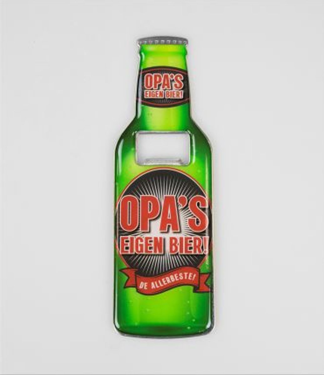 Bieropener - Magnetisch - Opas eigen Bier - In cadeauverpakking met gekleurd lint