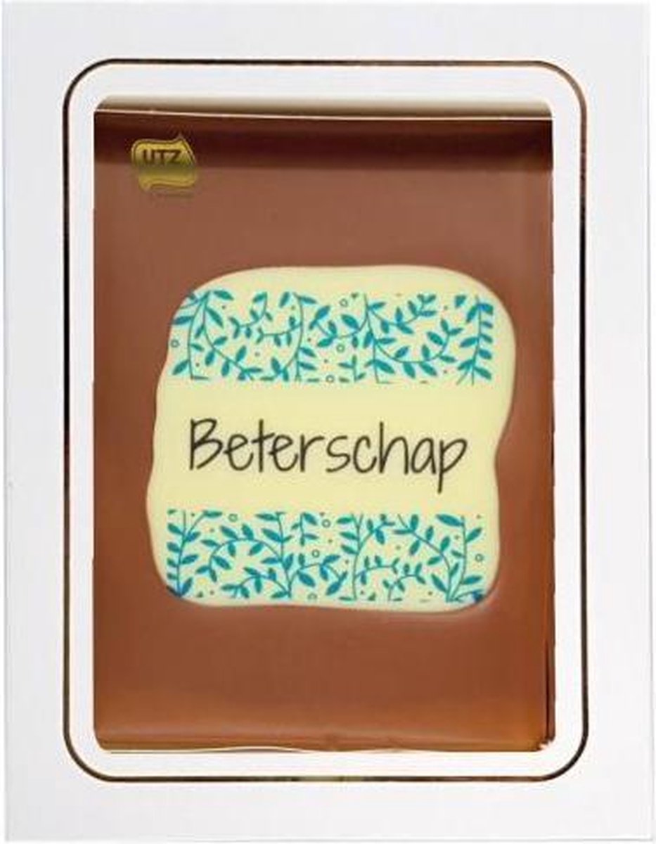 Chocoladecadeau - Melkchocolade - Tablet - Beterschap - In cadeauverpakking met gekleurd lint