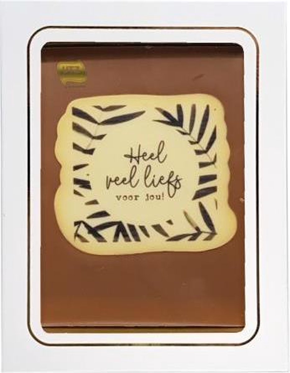 Chocoladecadeau - Melkchocolade - Tablet - Heel veel liefs - voor jou! - In cadeauverpakking met gekleurd lint