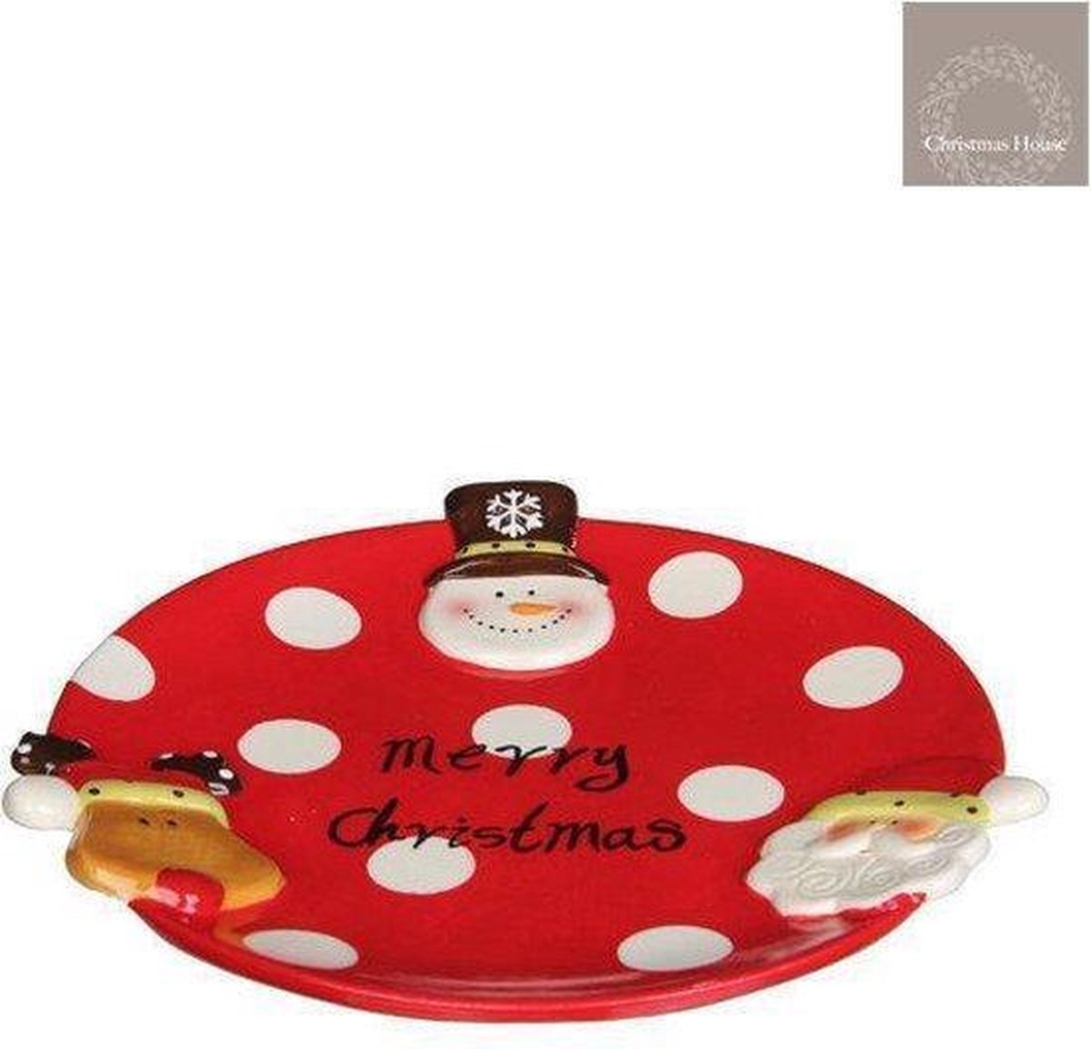 Kerst - Christmas House bord - Met 200 gram Kerstchocolade - In cadeauverpakking met gekleurd lint