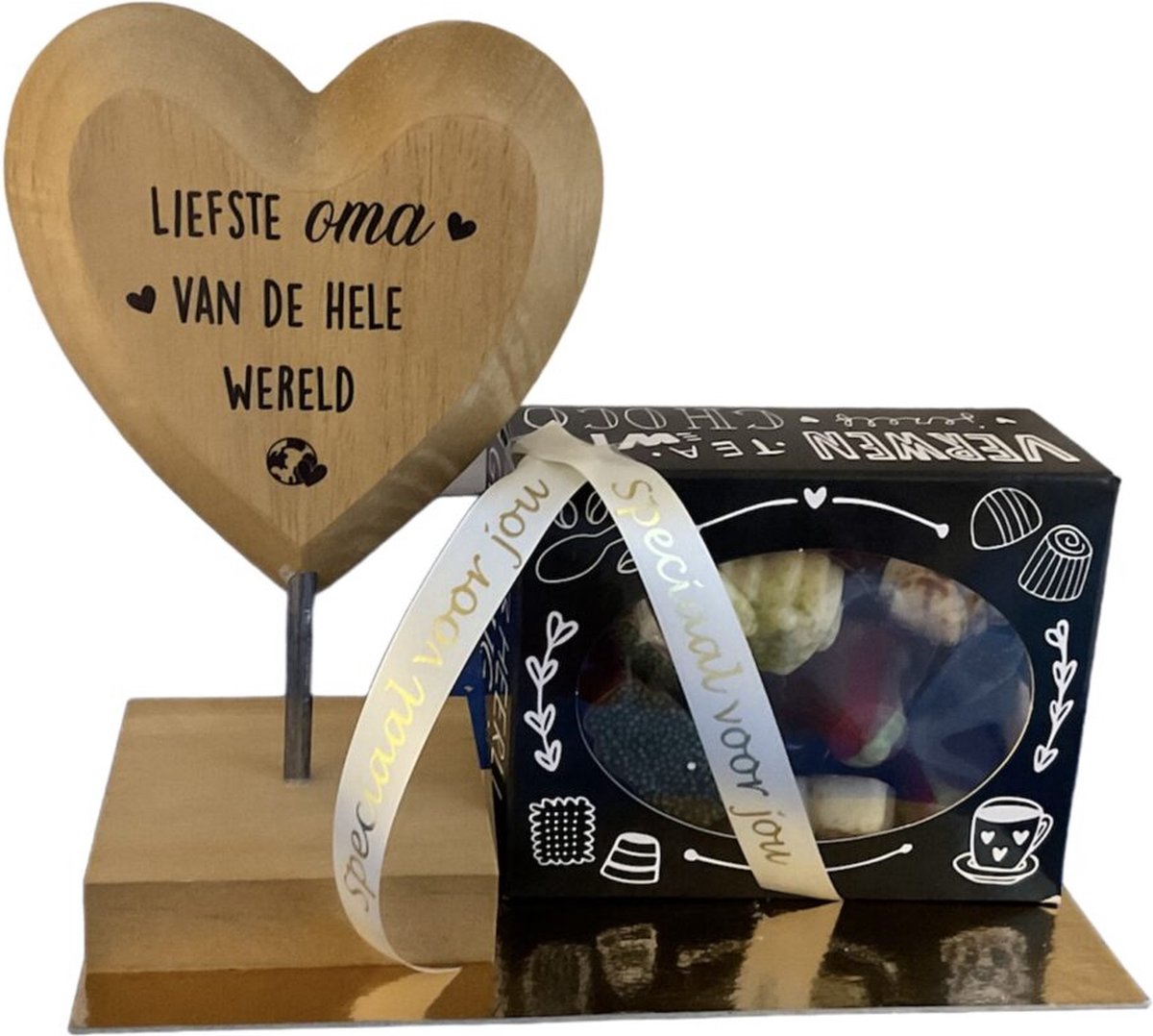 Kerst - Houten hart - Papa - Bonbons - Lint: Speciaal voor jou - Cadeauverpakking