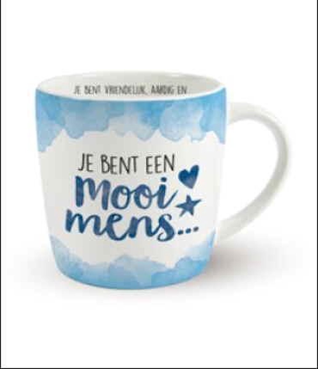 Kerst - Kerstcadeau -Enjoy Mok - Je bent een mooi mens - Gevuld met een bonbons - In cadeauverpakking met gekleurd lint - Met zijden lint met de tekst: 