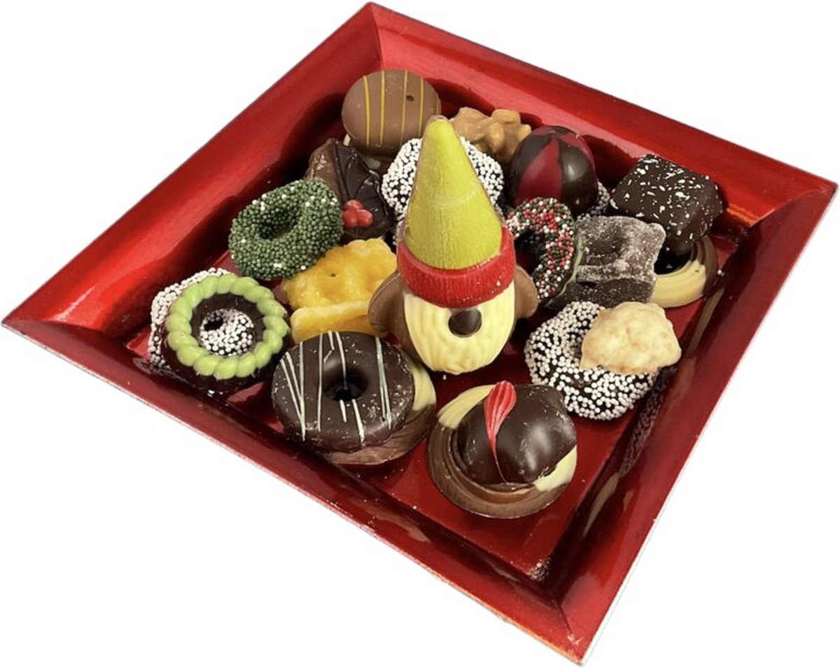 Kerst - Schaaltje - Bonbons - Chocolade - Gnome  -   lint: 