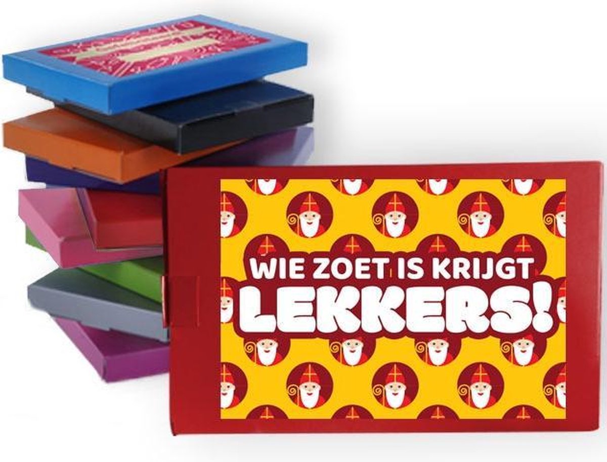 Sinterklaas - Cadeau-doosje met strooimix - Wie zoet is krijgt lekkers - In cadeauverpakking met gekleurd lint