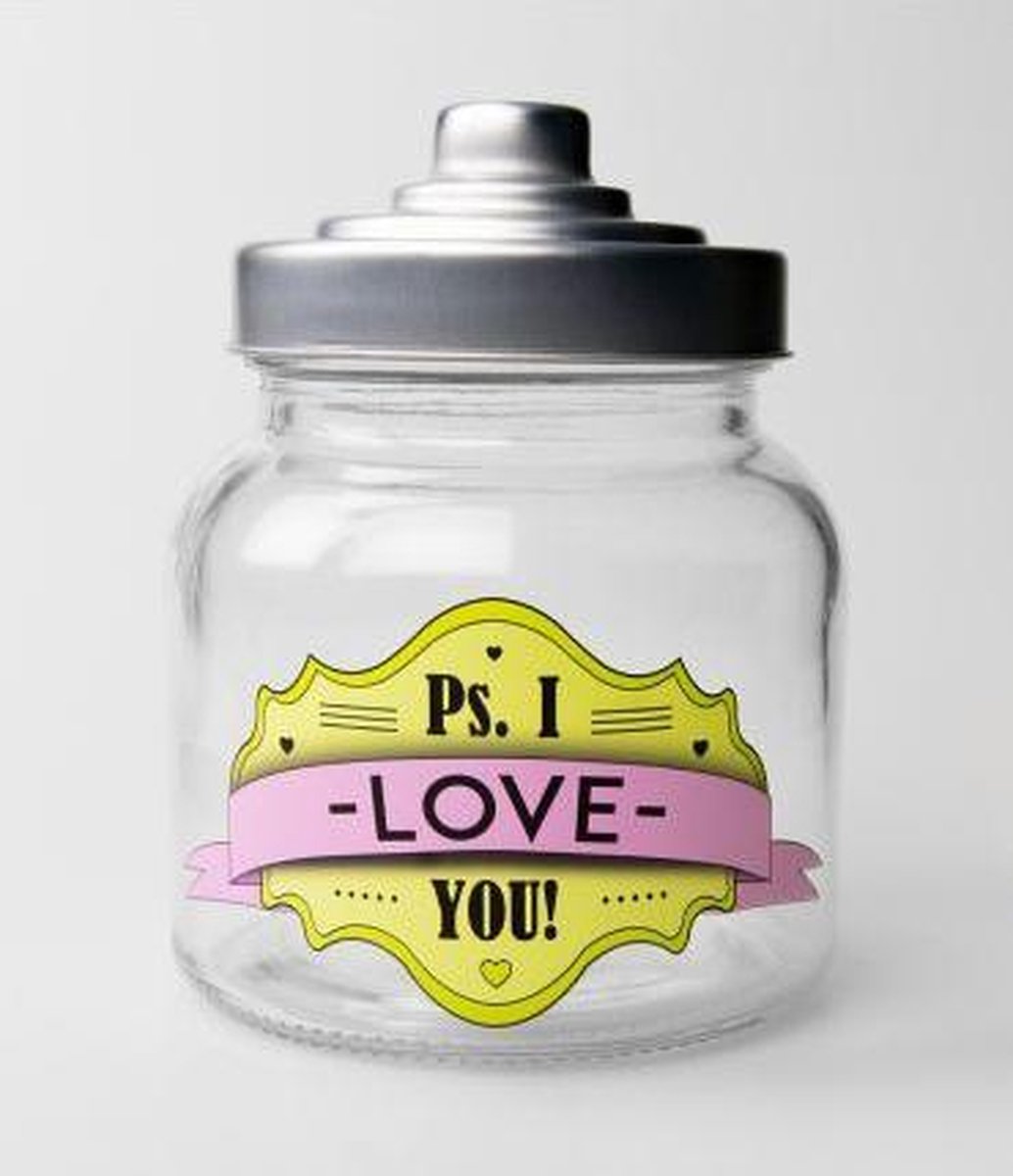 Snoeppot - I love You - Gevuld met verse dropmix - In cadeauverpakking met gekleurd lint