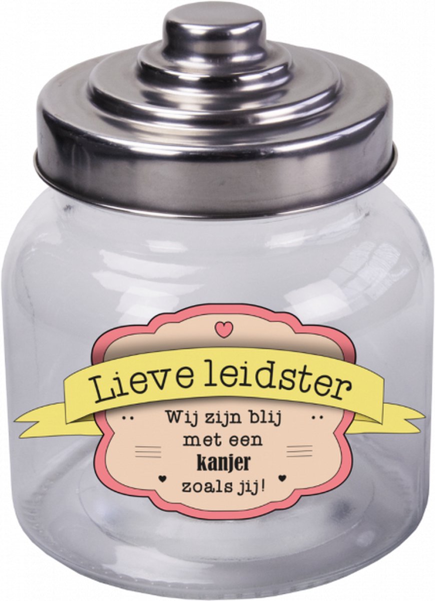 Snoeppot - Lieve leidster - Gevuld met snoepmix - In cadeauverpakking