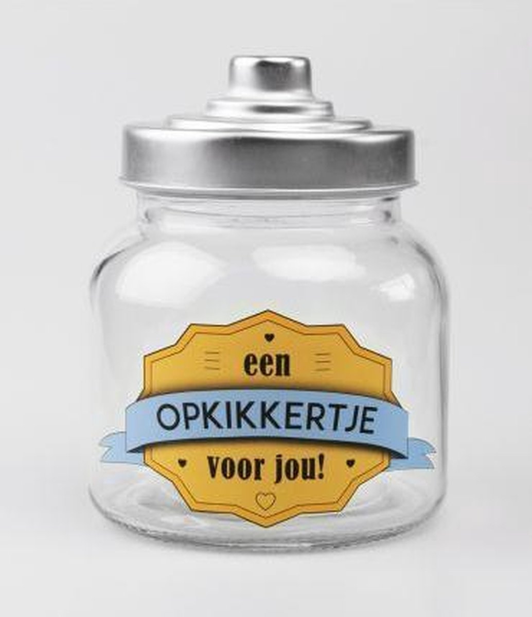 Snoeppot - Opkikkertje - Gevuld met verse dropmix - In cadeauverpakking met gekleurd lint