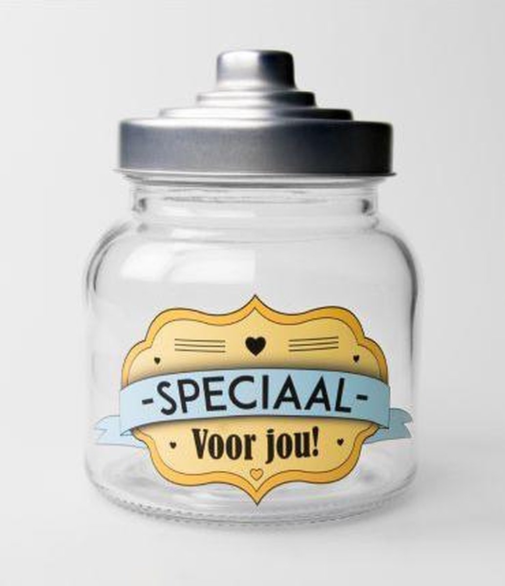 Snoeppot - Speciaal voor jou - Gevuld met verse dropmix - In cadeauverpakking met gekleurd lint