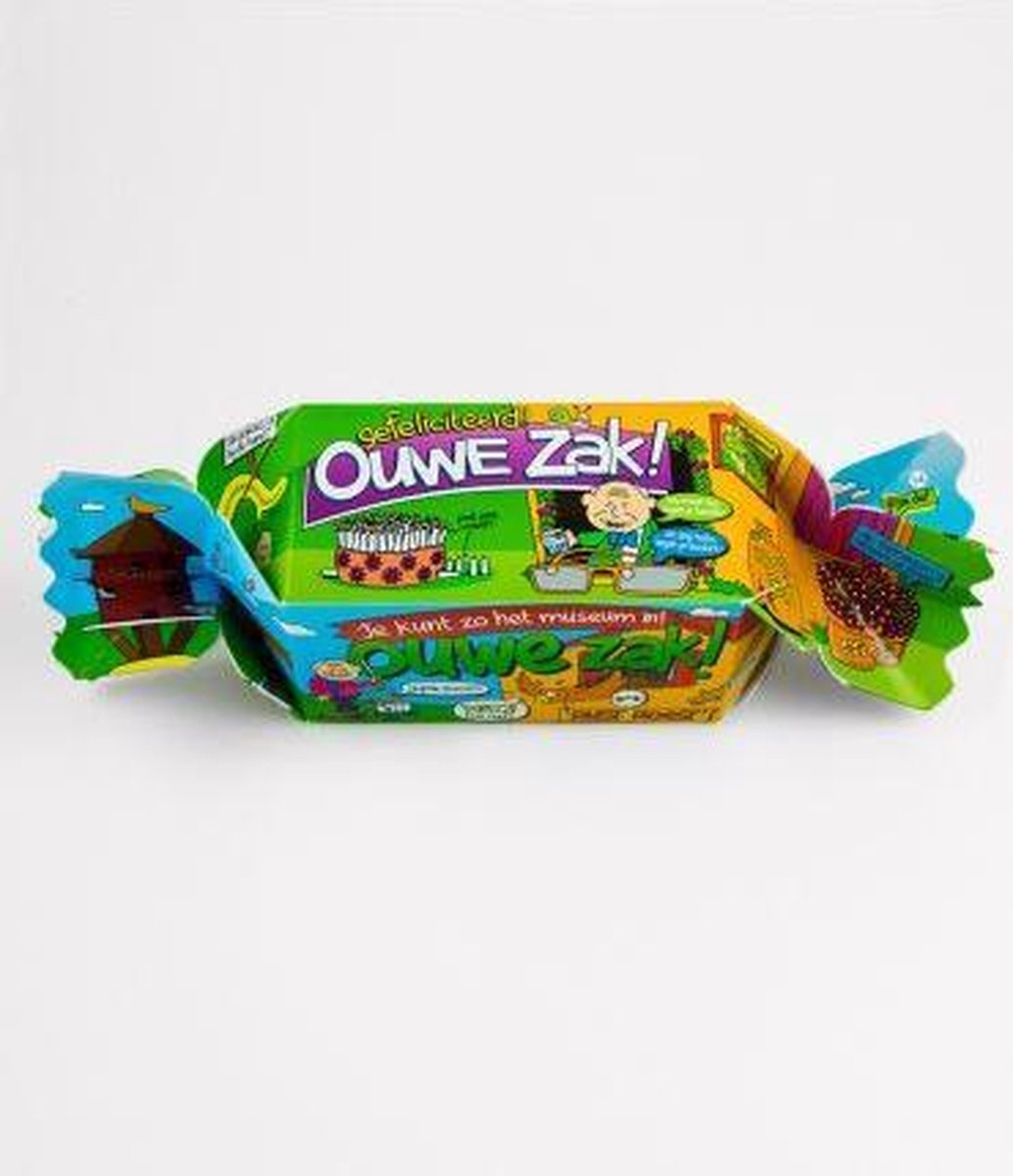 Snoeptoffee - Ouwe Zak - Gevuld met dropmix - In cadeauverpakking met gekleurd lint