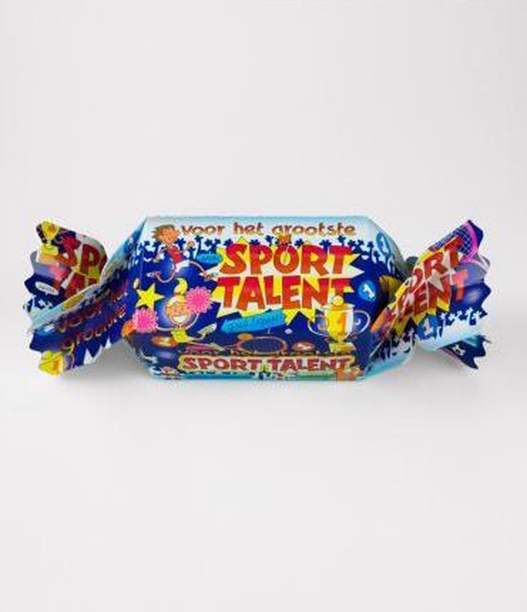 Snoeptoffee - Sporttalent - Gevuld met  een snoepmix - In cadeauverpakking met gekleurd lint