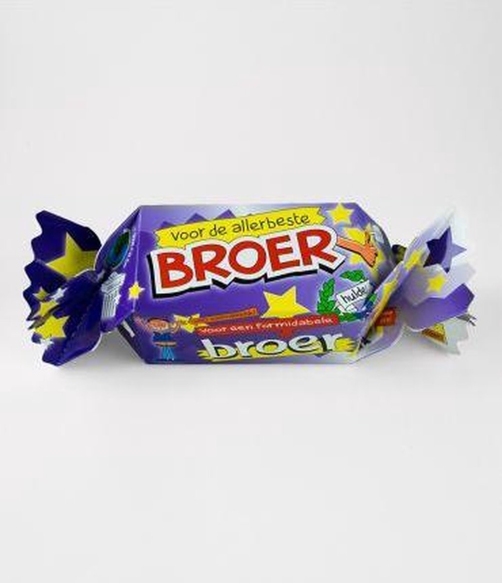 Snoeptoffee - Voor de allerbeste broer - Gevuld met  een dropmix - In cadeauverpakking met gekleurd lint