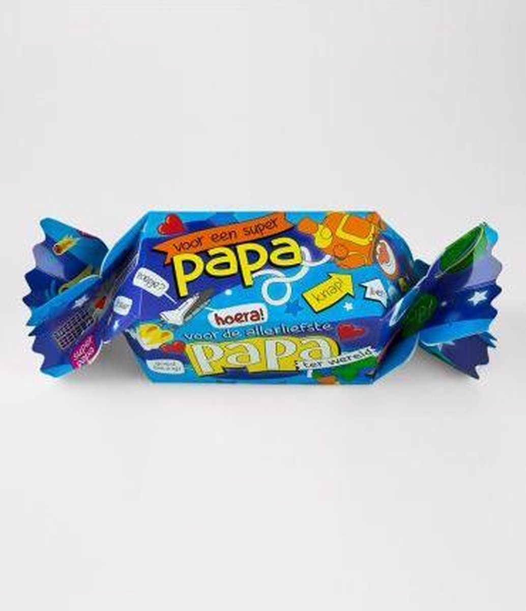 Snoeptoffee - Voor een super papa - Gevuld met  een dropmix - In cadeauverpakking met gekleurd lint