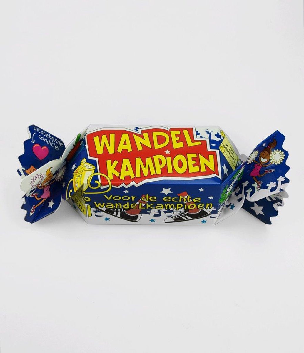 Snoeptoffee - Wandelkampioen - Gevuld met  een dropmix - In cadeauverpakking met gekleurd lint