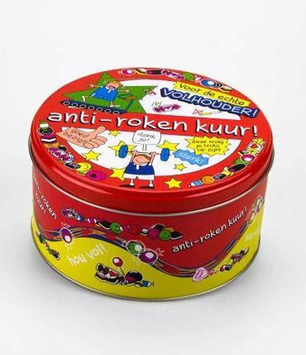 Snoeptrommel - Anti Roken - Gevuld met verse dropmix - In cadeauverpakking met gekleurd lint