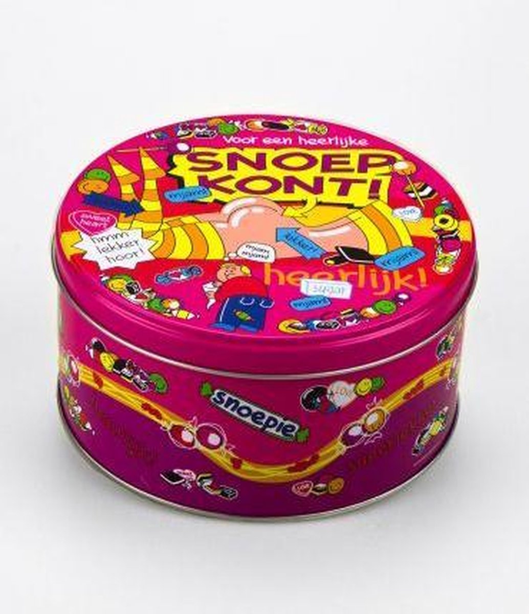 Snoeptrommel - Snoepkont - Gevuld met verse dropmix - In cadeauverpakking met gekleurd lint