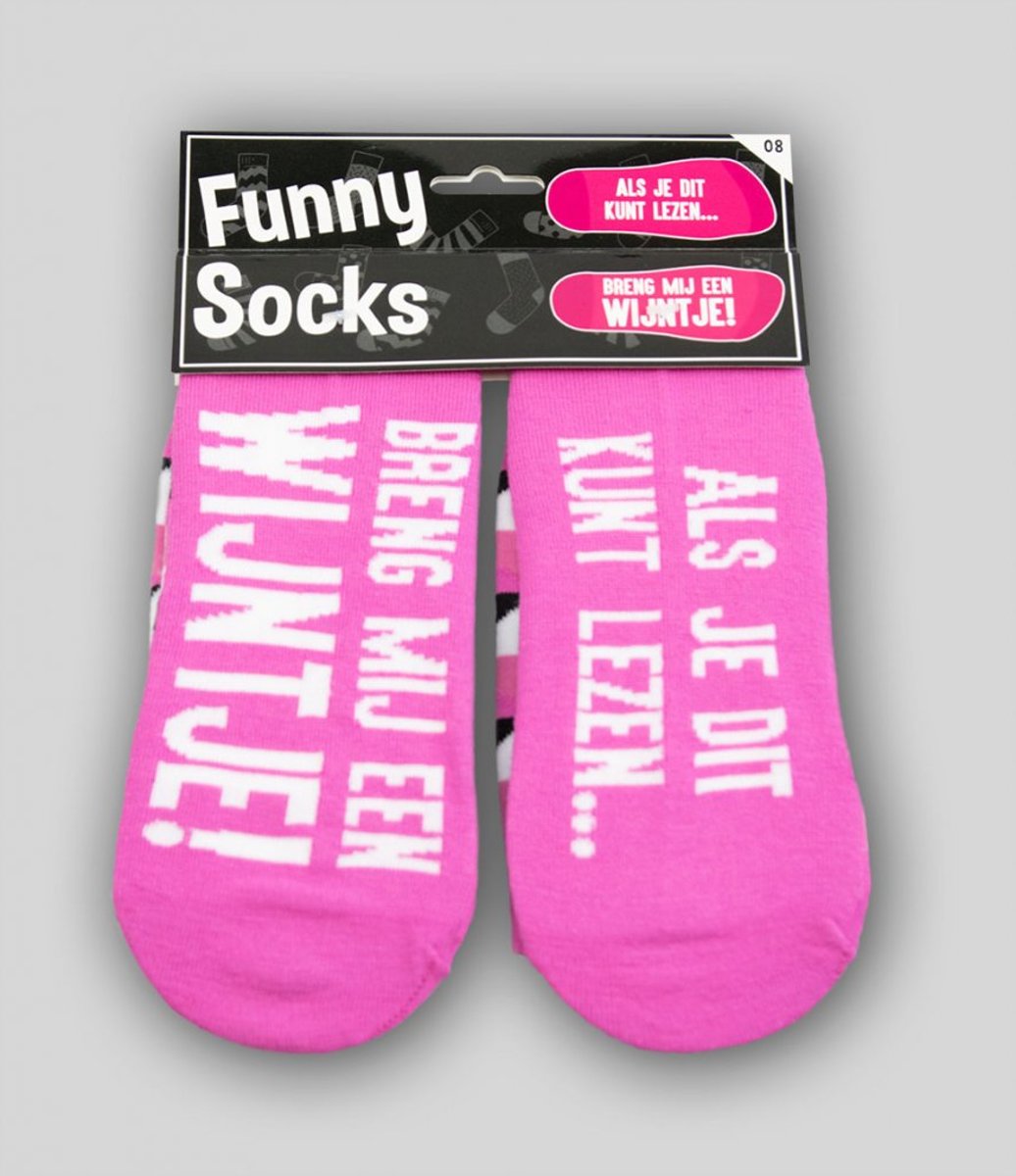 Sokken - Funny socks - Als je dit kunt lezen breng mij een wijntje