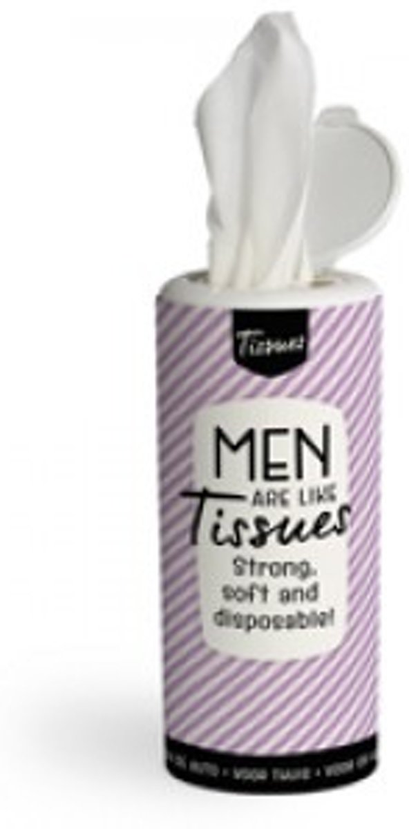 Tissue Dispenser - Men are like tissues, strong, soft and disposable - In cadeauverpakking met gekleurd lint