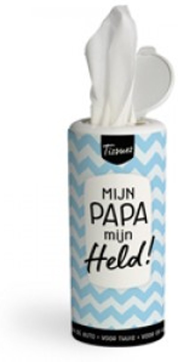 Tissue Dispenser - Mijn Papa mijn held! - In cadeauverpakking met gekleurd lint