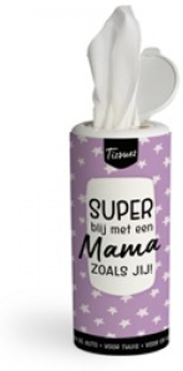 Tissue Dispenser - Super blij met een Mama zoals jij! - In cadeauverpakking met gekleurd lint